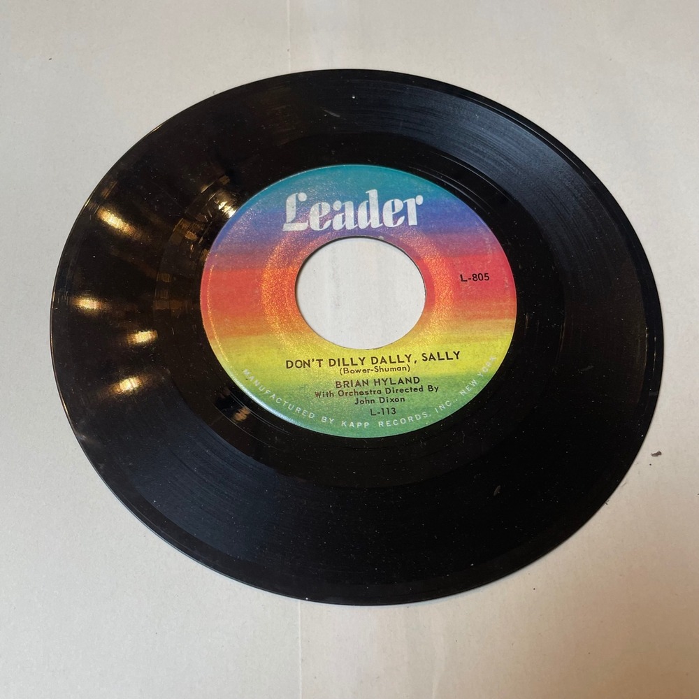 Brian Hyland 45 RPM Record Leader L-805 Don't Dilly Dally Sally‎ Vinyl
